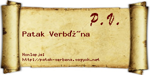 Patak Verbéna névjegykártya